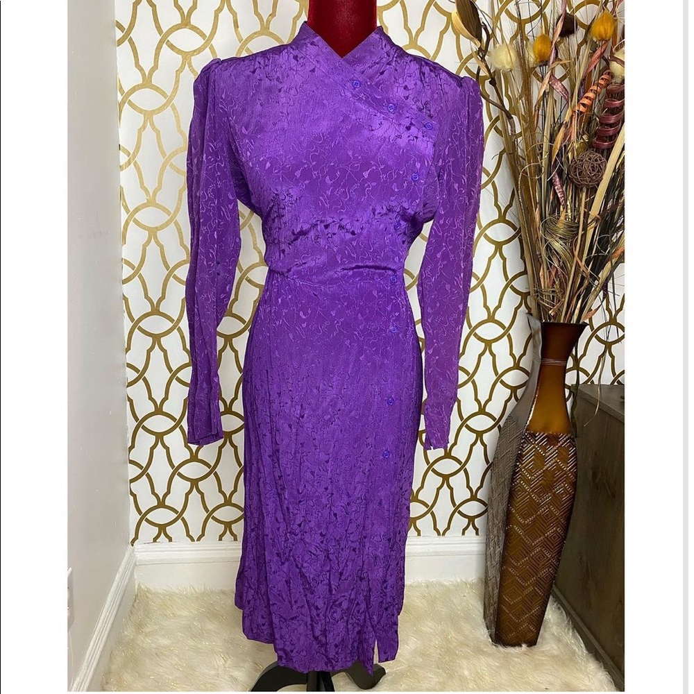 Vintage Purple Embossed Rm3 Button Down Dress